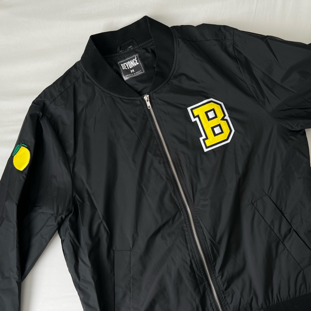 Black Bomber Jacket With Yellow Patch - image 5